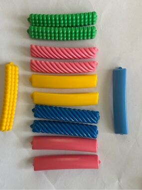 Vintage Plastic Colorful Kids Hair Clips Slides- Green, Pink, Yellow, Blue